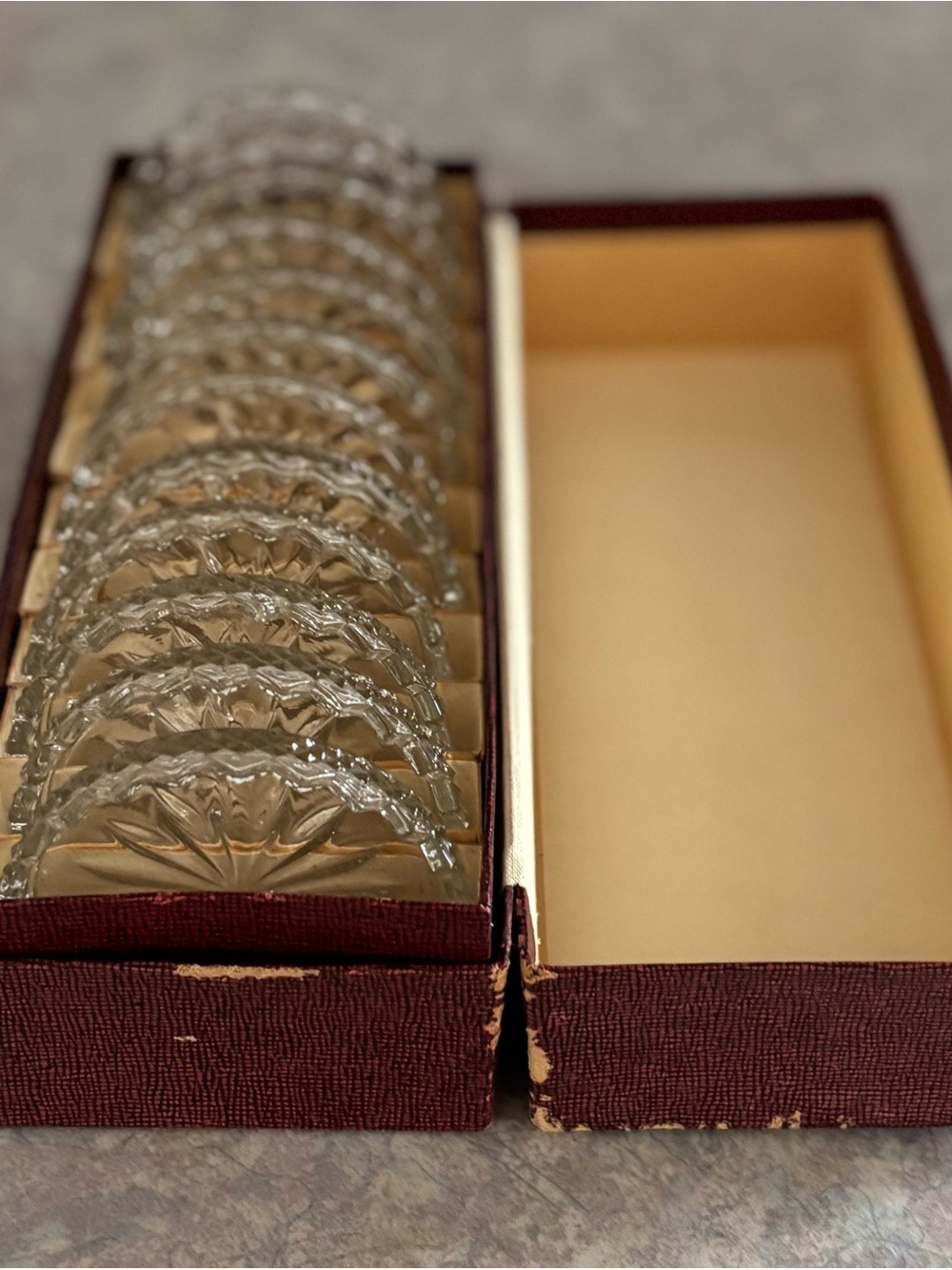 Vintage Round Crystal Coasters Box Set - 12 - Round Coasters - Trinket Dish - Picture 11 of 14